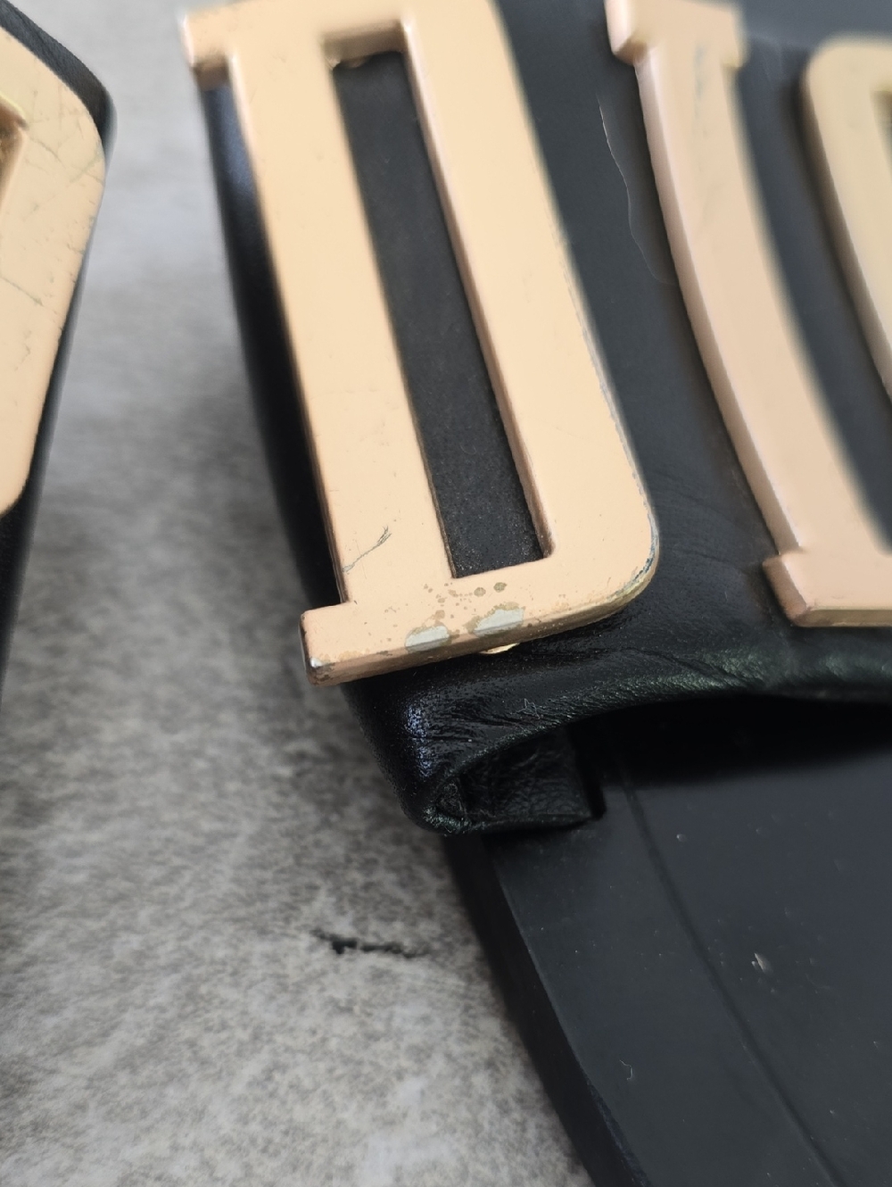 Christian Dior Gold Logo Sandals Sliders Black Color Size 36 - Picture 8 of 15